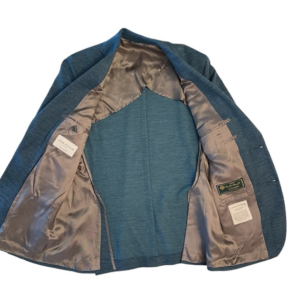 Jack Victor Lora Piana Cashmere Houndstooth Blazer Sport Coat Size 40R, Blue,EUC - Picture 3 of 10